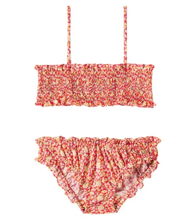 Bonpoint Kids' Finlay Smocked Floral Bikini In Multicoloured