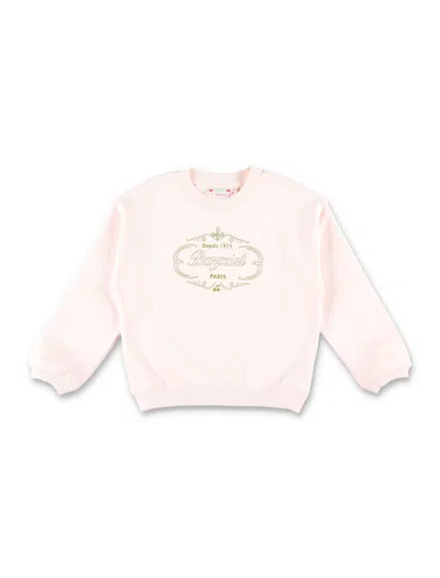 Bonpoint Printed Cotton Crewneck Sweatshirt In Upb Rose Poudre