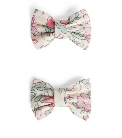 Bonpoint Kids'  Floral Bow Hair Clips In Pink