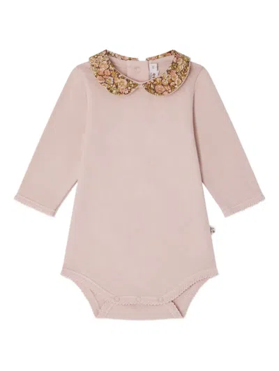 Bonpoint Babies' Floral-collared Long-sleeves Bodysuit In Pink