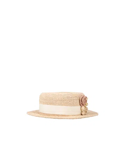 Bonpoint Floral Detailed Summer Hat In Metallic