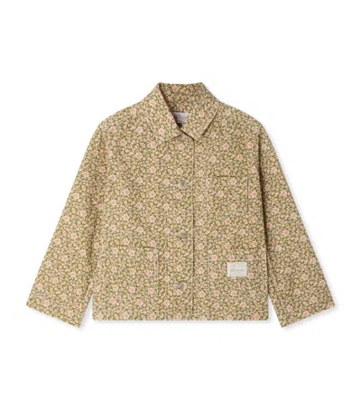 Bonpoint Kids' Floral Linda Denim Jacket In Brown