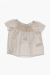 BONPOINT FLORAL-MOTIF BLOUSE WITHFRONT DRAPED