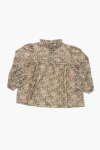 Bonpoint Floral Motif Corduroy Blouse In Neutral