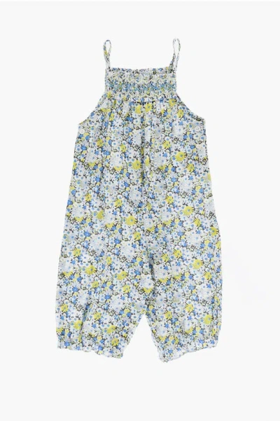 Bonpoint Floral Patterned Lightweight Cotton Lilisy Overalls In Blue