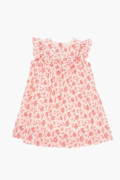 Bonpoint Floral Patterned Two-tone Dress With Ruffles