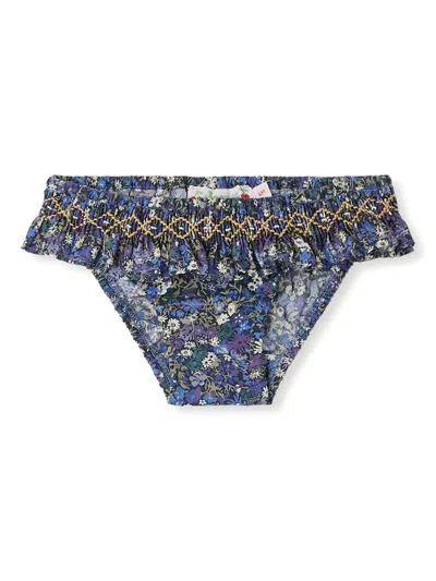 Bonpoint Babies' Floral-print Bikini Briefs In Blue