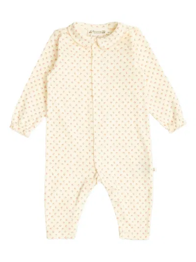 Bonpoint Floral-print Collared Babygrow In Yellow