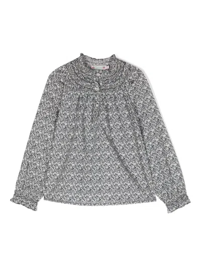 Bonpoint Kids' Bluse Mit Blumen-print In Blue