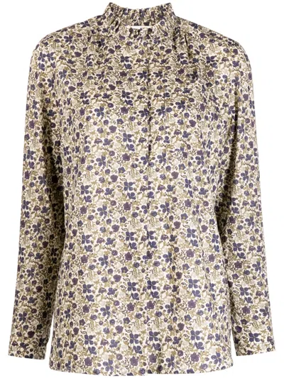Bonpoint Floral-print Cotton Blouse In Brown