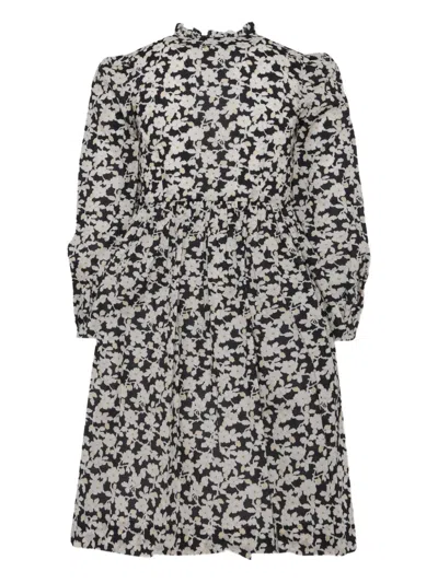 Bonpoint Kids' Floral-print Cotton Dress In Black