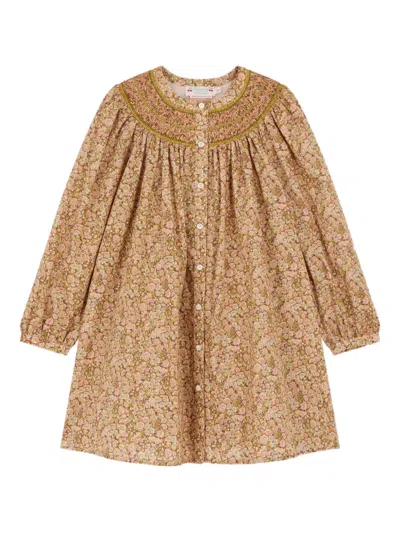 Bonpoint Kids' Floral-print Cotton Dress In Yellow