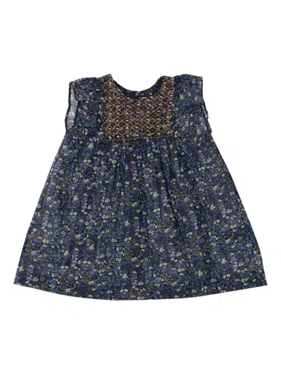 Bonpoint Babies' Floral-print Dress In Blue