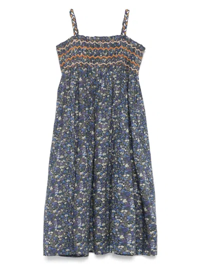 Bonpoint Kids' Floral-print Dress In Blue