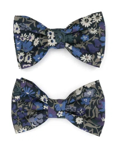 Bonpoint Kids' Floral-print Hair Clips In Blue