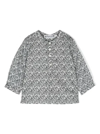 Bonpoint Babies' Floral-print Long-sleeve Blouse In Neutrals