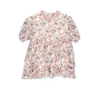 Bonpoint Kids'  Floral-print Ruffled Dress In Beige