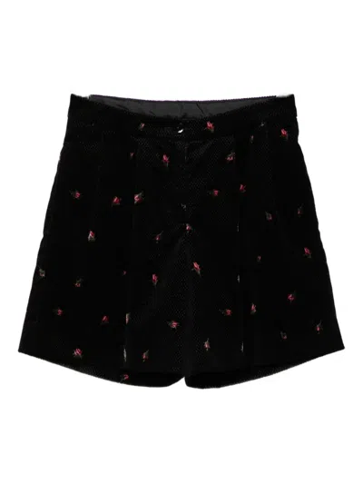 Bonpoint Kids' Floral-print Shorts In Black