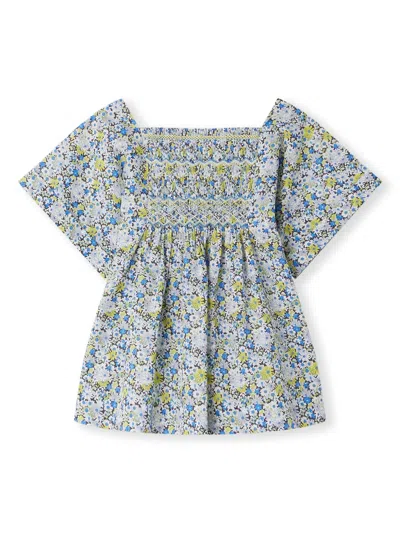 BONPOINT FLORAL-PRINT SMOCKED BLOUSE