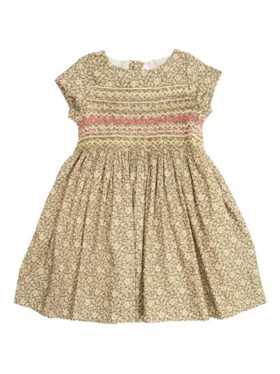 Bonpoint Kids' Floral-print Smocked Dress In Multi