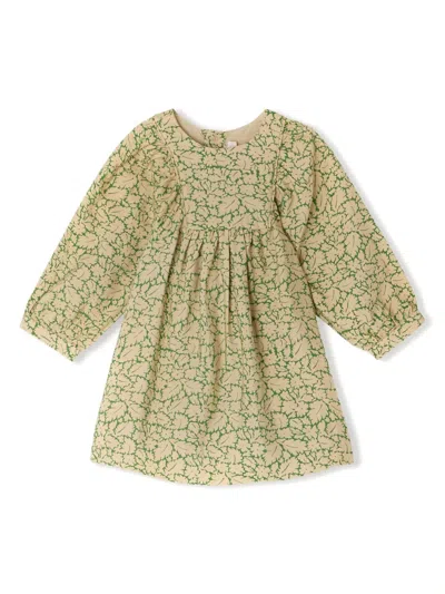 Bonpoint Babies' Floral-print Smocked-panel Dress In Neutrals
