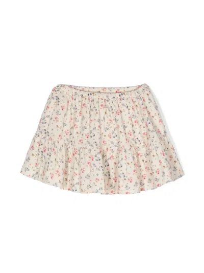 Bonpoint Kids' Floral-print Tiered Skirt In Neutrals