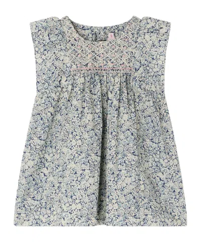 Bonpoint Floral Ruffled Dress In Blue
