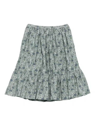 Bonpoint Kids' Floral Ruffled Skirt In Green