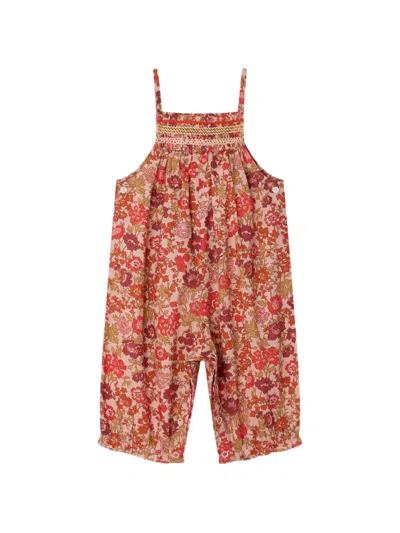 Bonpoint Babies' Floral Smocked Salopette Lilisy In Red