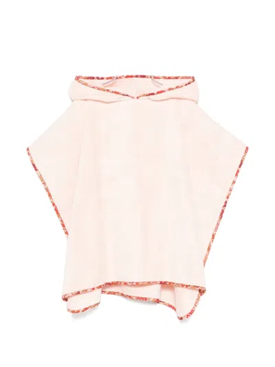 Bonpoint Kids' Floral-trim Hooded Robe In Pink