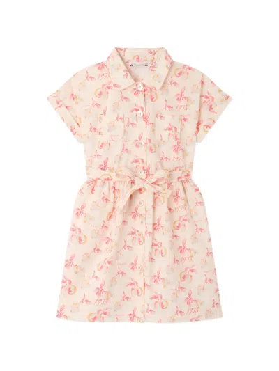 Bonpoint Kids' Floral-print Belted Dress In Neutral