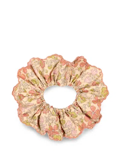 Bonpoint Floral-print Scalloped Scrunchie In Neutral