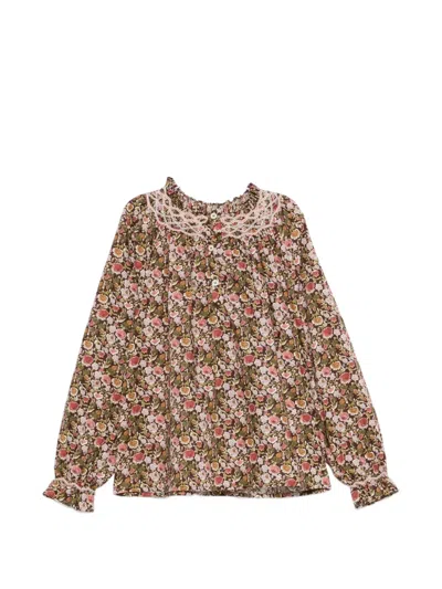 Bonpoint Floral-print Smocked Blouse In Multi