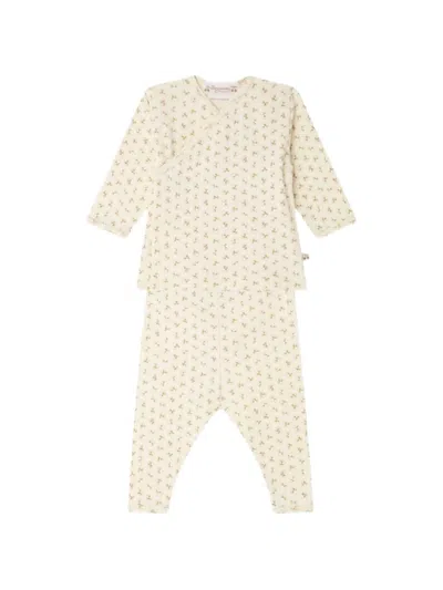 Bonpoint Babies' Floral-print Wrap Pajamas In Neutral