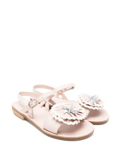 Bonpoint Kids' Flower Appliqué Sandals In Pink