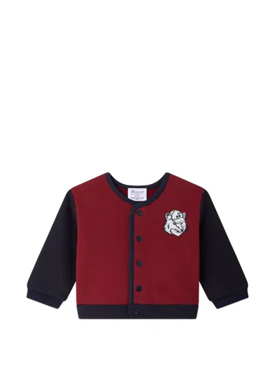 Bonpoint Babies' Fox-patch Button-up Sweater In Red