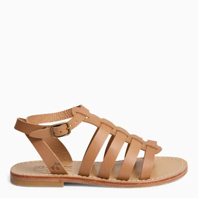 Bonpoint Kids' Frama Beige Leather Sandal In Brown