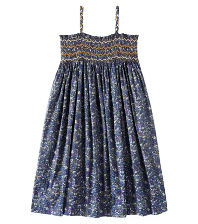 Bonpoint Kids' Kleid Frances Aus Baumwolle In Blau