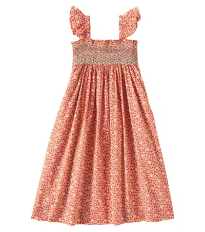 Bonpoint Kids' Frances Smocked Cotton Dress In Coquelicot