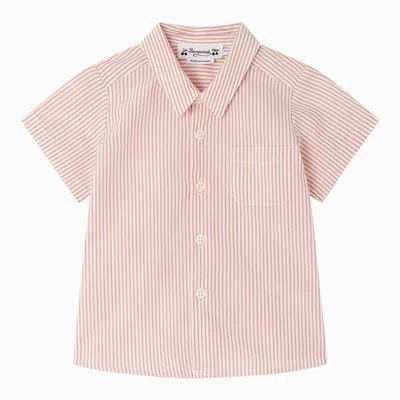 Bonpoint Fredy Striped Terracotta Cotton Shirt In Pink