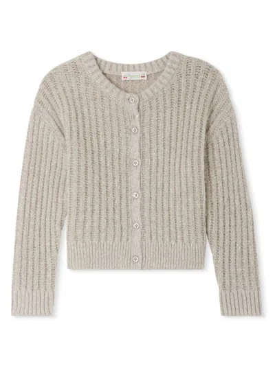 Bonpoint Kids' Gabriela Rib-knit Wool-cashmere Cardigan In Nude