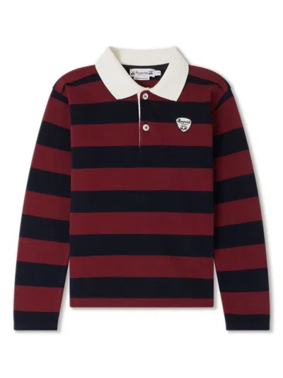 Bonpoint Gad Striped Polo Shirt In Red