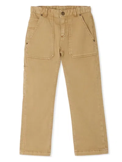 Bonpoint Kids' Gael Straight-leg Cargo Jeans In Neutrals