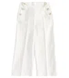 Bonpoint Gaetane Buttoned Wide-leg Trousers In Ecru