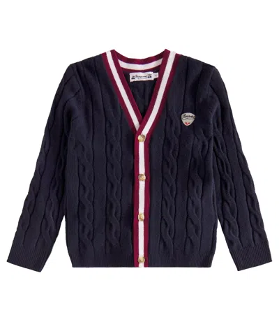 Bonpoint Kids' Galvin Wool Cardigan In Blue