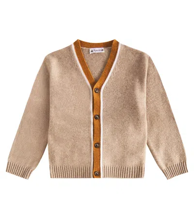 Bonpoint Kids' Garfield Stripe-detail Cashmere Cardigan In Brown