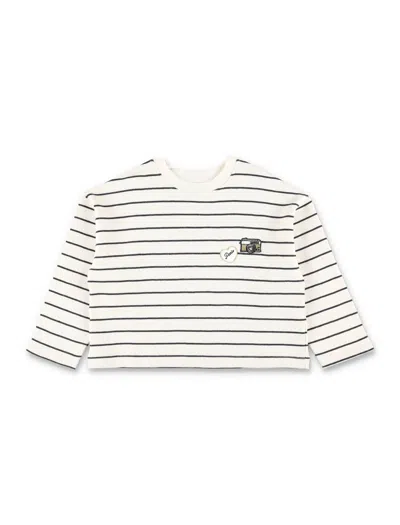 Bonpoint Kids'  Gaya Girls Striped Sweatshirt With Camera Patch In White