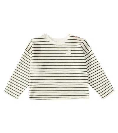 Bonpoint Kids' Gaya Striped Cotton-blend Sweatshirt In White
