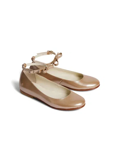 Bonpoint Kids' Gayle Bow-detail Leather Ballerinas In Neutrals
