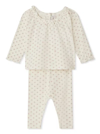 Bonpoint Babies' Geometric-print Organic-cotton Trouser Set In Neutrals
